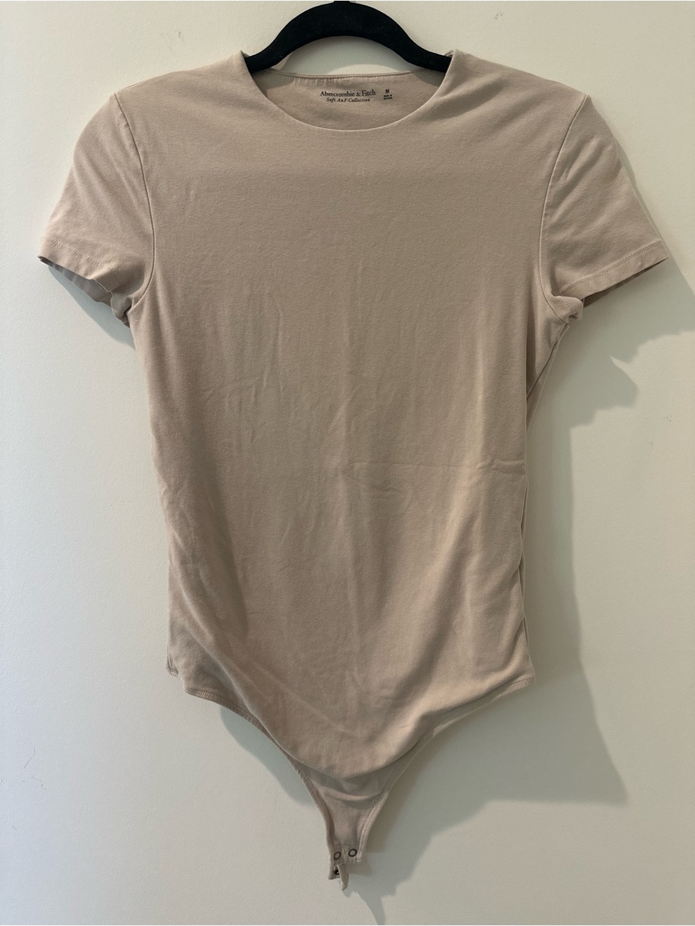 Abercrombie & Fitch Beige Crewneck Short Sleeve Bodysuit